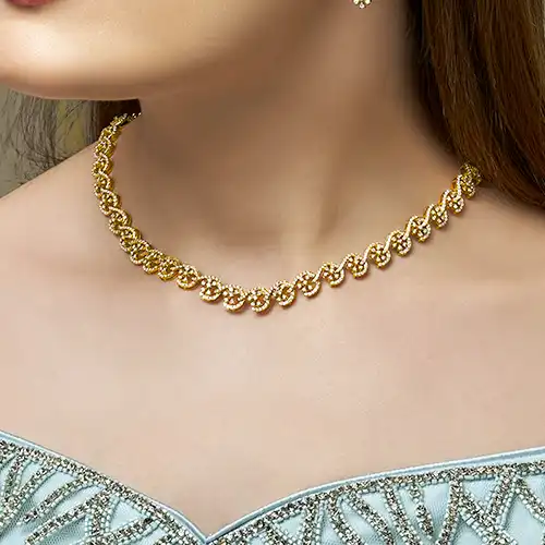 Floral Spiral Necklace Set in Rose Gold and Diamonds